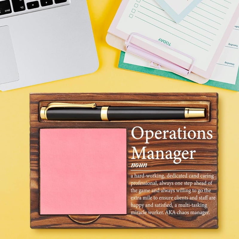 CWGOTC Operations Manager Gifts, Wooden Sticky Note Pad Holder, Appreciation Gift for Office Manager, Retirement, Promotion, Birthday, Christmas, Funny Desk Organizer Décor YCB52 - Image 2